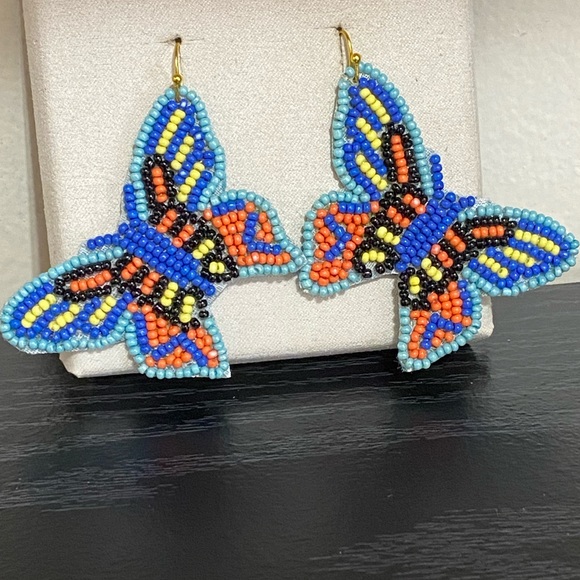 🎉❤️Multicolor Beaded Butterfly Earrings - Picture 1 of 3
